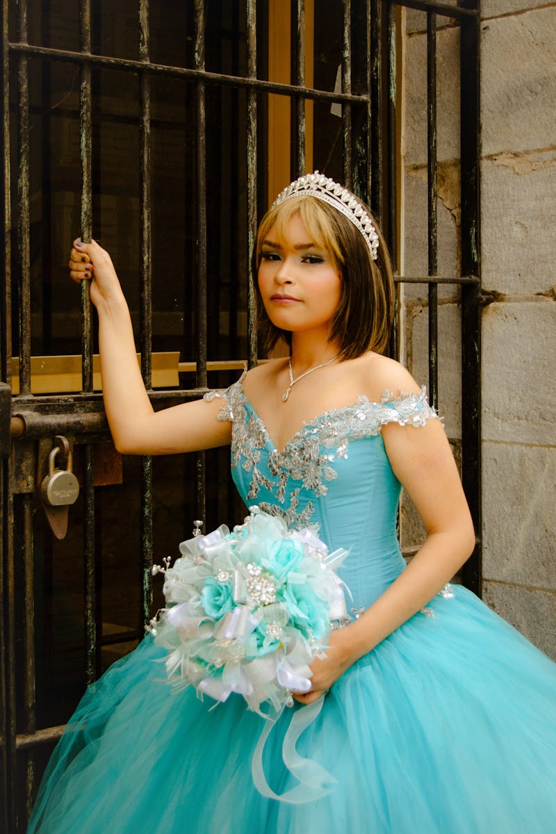 Vestido Verde Agua con Encaje